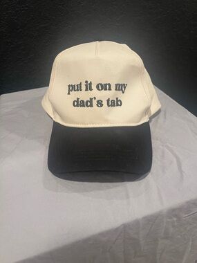 David and Young Two-Tone "put it on my dad's tab" Cap - Cream & Black